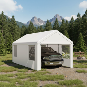 Abri de voiture moderne en métal avec cadre en acier PVC pour usage extérieur, imperméable, résistant aux intempéries, pour voiture et entrepôt, <span class=keywords><strong>bois</strong></span> naturel traité sous pression - Product Image 2