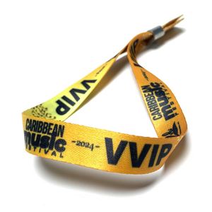 Bracelets personnalisés en tissu VIP, noir et or, pour concerts, festivals de musique, événements, avec fermeture réutilisable - Product Image 2