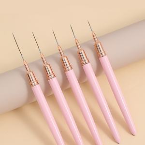 Pinceau à ongles en nylon ultra-fin de style japonais, manche en métal Kolinsky, plat, spécial pour la peinture de couleur, fleurs, salon de manucure - Product Image 4