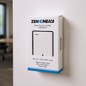 White Single Pole Push Button <b>Switch</b> ZEN <b>Line</b> 1 Way Wall Mount - Product Image 3