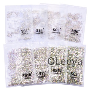 Oleeya Promotion SS3-SS50 Plus de 300 Couleurs Strass en Verre Cristal Non Thermocollant à Dos Plat avec Nouvel Emballage pour Nail Art et DIY Tumbler - Product Image 4