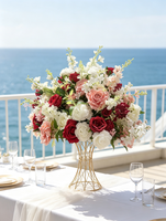 Boule de fleurs en soie rouge et rose LUYI, nouveau design, décoration de mariage, 60 cm, centre de table, magnifique boule de fleurs