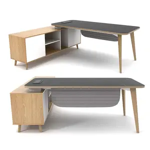 Conjunto moderno de madeira em forma de l, conjunto de mesa de escritório de luxo com mangueira ceo boss