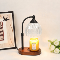 Lampe à cire électrique chauffe-cire, abat-jour en verre, lampe aromatique sans flamme, lampe de table style rétro, veilleuse, aromathérapie, usage intérieur