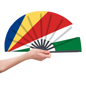 Abanicos de mano plegables de plástico con bandera de <span class=keywords><strong>Seychelles</strong></span> al por mayor para carnaval, boda, Festival, fiesta, agencia de viajes - Product Image 2