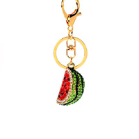 Watermeloen sleutelhanger strass metaal fruit charme sleutelhanger rugzak hanger ornament accessoire cadeau voor vrouwen meisjes