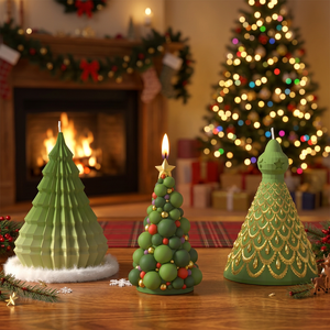 DM1271 Marque RESIN GO Moule en silicone réutilisable pour bougie Arbre de Noël 3D, 9 styles, pour moulage DIY, aromathérapie, lavage à la main uniquement, gâteau - Product Image 3