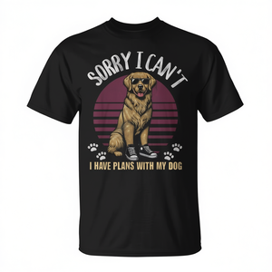 Lo siento, no puedo hacer planes con mi perro, camiseta retro para amantes de las mascotas con diseño de puesta de sol - Product Image 2