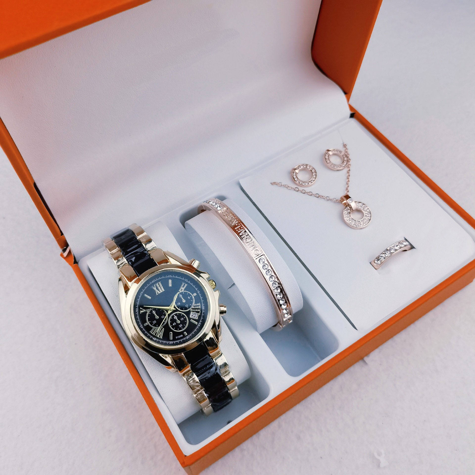 Fruta deliciosa reloj negro de oro mk