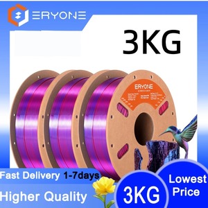 Filament PLA tricolore <span class=keywords><strong>ERYONE</strong></span> 3KG HS <span class=keywords><strong>Silk</strong></span>, matériau d'impression 3D à coextrusion hyper rapide, tricolore haute brillance - Product Image 1