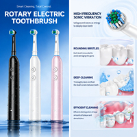 Nouvelle brosse à dents électrique rotative intelligente pour adultes, poils doux, 4 têtes rondes, 5 modes, rechargeable par USB, étanche IPX7, pour la maison et les voyages