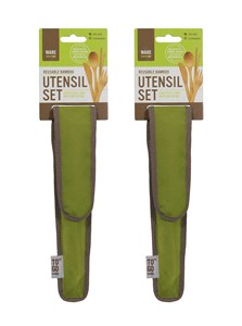 ชุดช้อนไม้ไผ่ ชุดอุปกรณ์รับประทานอาหารไม้ไผ่แบบใช้ซ้ำได้ ชุดอุปกรณ์รับประทานอาหารไม้ไผ่สำหรับเดินทาง ประกอบด้วย ส้อม มีด ช้อน ตะเกียบ คลิปคาราไบเนอร์ - Product Image 5