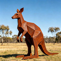 Statue d'animal en métal kangourou géométrique abstrait moderne en acier Corten pour l'extérieur, le jardin, la cour, l'aménagement paysager et l'art public