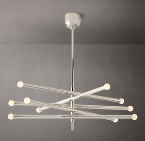 Lustre mobile à 10 lumières <span class=keywords><strong>de</strong></span> style minimaliste avec crochets incurvés et crochets en forme <span class=keywords><strong>de</strong></span> poisson inversés, modèle <span class=keywords><strong>Rousseau</strong></span> 38 - Product Image 3