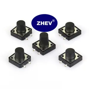 لمسية SMD 12X12MM مفتاح براعة مع إعادة ضبط زر أسود التعبئة بكرة اللمس