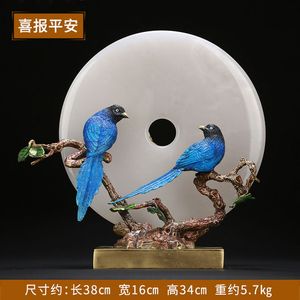 Trung Quốc Đắt Tiền Trang Trí Nội Thất Cao Cấp Vẻ Đẹp Tiên Tiến Ngọc Trắng Đồng Thau Chim Điêu Khắc - Product Image 3