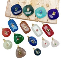 Nouveau pendentif en pierre naturelle, cristal bleu, agate noire, cristal de fraise, ellipse, triangle, carré