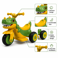 GEEN Moto Électrique Tricycle Dinosaure pour Enfants, à Batterie, Lumières LED, Musique, Tout-Terrain, Siège Confortable, Cadeau Sûr