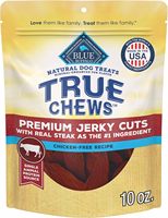 Friandises pour chiens Blue Buffalo True Chews Premium Jerky Cuts Steak, 10 oz, recette sans poulet, vrai steak, fabriqué aux États-Unis.
