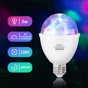 Aigostar RGB LED luci da discoteca 360 ° rotanti E27 lampadina 3W luce stroboscopica colore che cambia lampada decorata per feste - Product Image 2