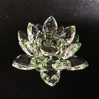 Vente en gros de bougeoirs en cristal de verre en forme de lotus, transparents, bleus, verts, jaunes, roses, violets, rouges, arc-en-ciel, 80 mm