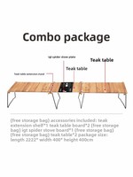 Table pliante d'extérieur en teck pour le glamping, portable, pour le camping, le rangement, le barbecue, le pique-nique, les excursions en voiture, mobilier d'extérieur