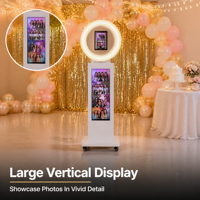 Kios Foto Booth iPad Portabel Beroda dengan Lampu Cincin RGB Kontrol APP, Booth Selfie dengan Layar yang Dapat Disesuaikan untuk Acara Pesta