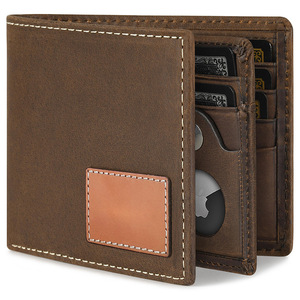 Retro Style Tri Fold <b>Wallet</b> With Airtag Pocket Multi Card Slots Anti Theft <b>Men's</b> <b>Wallet</b> Dark Brown <b>Small</b> Size - Product Image 1