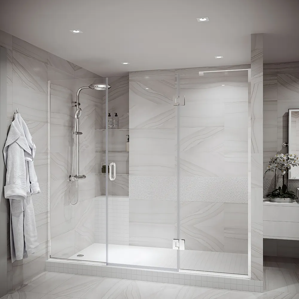 New products glass door shower pivot hinged frameless tempered glass shower door