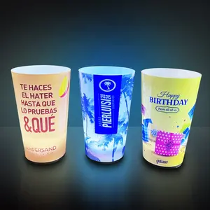 OEM 14oz Glowing Cup Water Sensitiveled Led tazas intermitentes personalizadas LED glowing vasos de bebida de plástico para fiesta