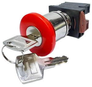 Interruptor de botón de bloqueo de cabeza de diseño apilable de fácil montaje rojo resistente para equipos de energía industrial - Product Image 1