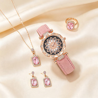Ensemble de montres pour femmes avec cadran rond de 33 mm, bracelet en PU, bijoux carrés en strass pour un usage quotidien décontracté
