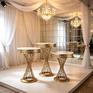 Supports à gâteaux de luxe en promotion, décoration de table de desserts pour mariages, hôtels et fêtes, présentoir à fleurs doré démontable, décoration événementielle - Product Image 4