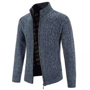 Nouveau automne et hiver cachemire <span class=keywords><strong>Cardigan</strong></span> hommes mi-long col haut pull ample grande taille couleur unie <span class=keywords><strong>laine</strong></span> tricoté manteau - Product Image 1
