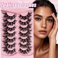 7 paires de faux cils russes effet bande, courbure DD, cils volumineux et légers, lot de 1 paquet de faux cils en vison synthétique