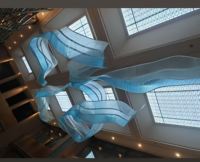 Lustre LED de luxe sur mesure en acier inoxydable chromé et transparent, suspension artistique à hauteur réglable pour l'éclairage des halls d'hôtel