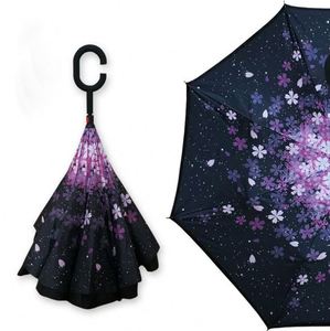 Wholesale Semi Automatic Car Outdoor Double Layer Folding Reverse Inverted <b>Umbrella</b> With C Handle - Product Image 4