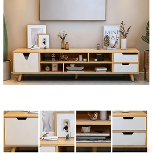 Soporte de TV Moderno de Madera con Paneles, Económico, con Estantes Ajustables, Fácil Instalación <span class=keywords><strong>para</strong></span> Sala de Estar o <span class=keywords><strong>Chimenea</strong></span> - Product Image 6