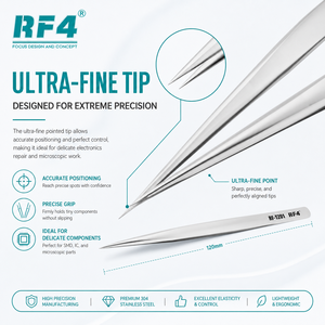 Pinzette di Precisione RF4 TZ01 per Riparazione Telefoni, Antistatiche e Resistenti alla Corrosione <span class=keywords><strong>in</strong></span> Acciaio al Carbonio, Garanzia 1 Anno - Product Image 3