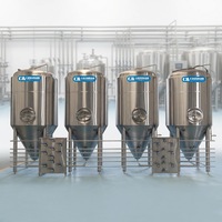 Cuve de fermentation de 4000 L avec tuyauterie en acier inoxydable, fermentateurs de 40 HL avec conduites rigides et vannes.