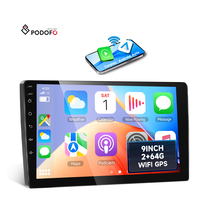Podofo 9 inç Çift Din 2+64GB Android Araç Teybi Kablosuz Carplay/Android Auto Dokunmatik Ekran WiFi BT GPS FM/RDS Radyo USB OEM