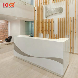 אופנה עגול מחשב שולחן לבן מעוקל דלפק קבלת - Product Image 1