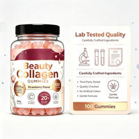 Gummies de Collagène Beauté 100 Gummies Saveur Fraise Peptides de Collagène Hydrolysés Complément Masticable pour Femmes