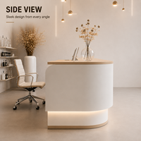 Comptoir de réception moderne incurvé avec éclairage LED, comptoir de réception de salon de luxe, bureau d'accueil personnalisé