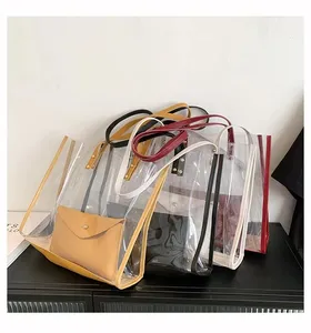 Fashion 2022 kustom PVC transparan jelas dompet Jelly dan tas untuk wanita mewah wanita Bucket Tote tas