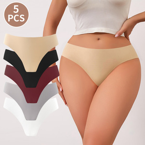 <span class=keywords><strong>Tanga</strong></span> sin Costuras de Color Sólido, Corte en <span class=keywords><strong>V</strong></span>, Ropa Interior de Moda para Mujer, Talla Grande, Suave y Cómoda, Sexy - Product Image 4
