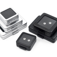 Boîte de présentation de bijoux de luxe en acier inoxydable avec couvercle en verre et éponge, pour pierres précieuses carrées et rectangulaires