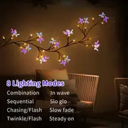 Lampe décorative LED en forme de cœur, motif feuille de vigne, papillon et fleur, avec télécommande à bouton, alimentation USB, IP55, pour extérieur