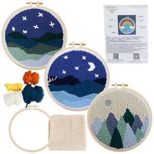 <span class=keywords><strong>Amazon</strong></span> Hot Sale DIY Handmade Kits Punch Needle Cross Stitch Kit With Embroidery Threads Hoops Punch Needle Embroidery Kit - Product Image 1