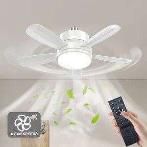 Mini Ventilador De Techo E27 E26 vida soket Fan uzaktan kumandalı tavan vantilatörü ışık ile